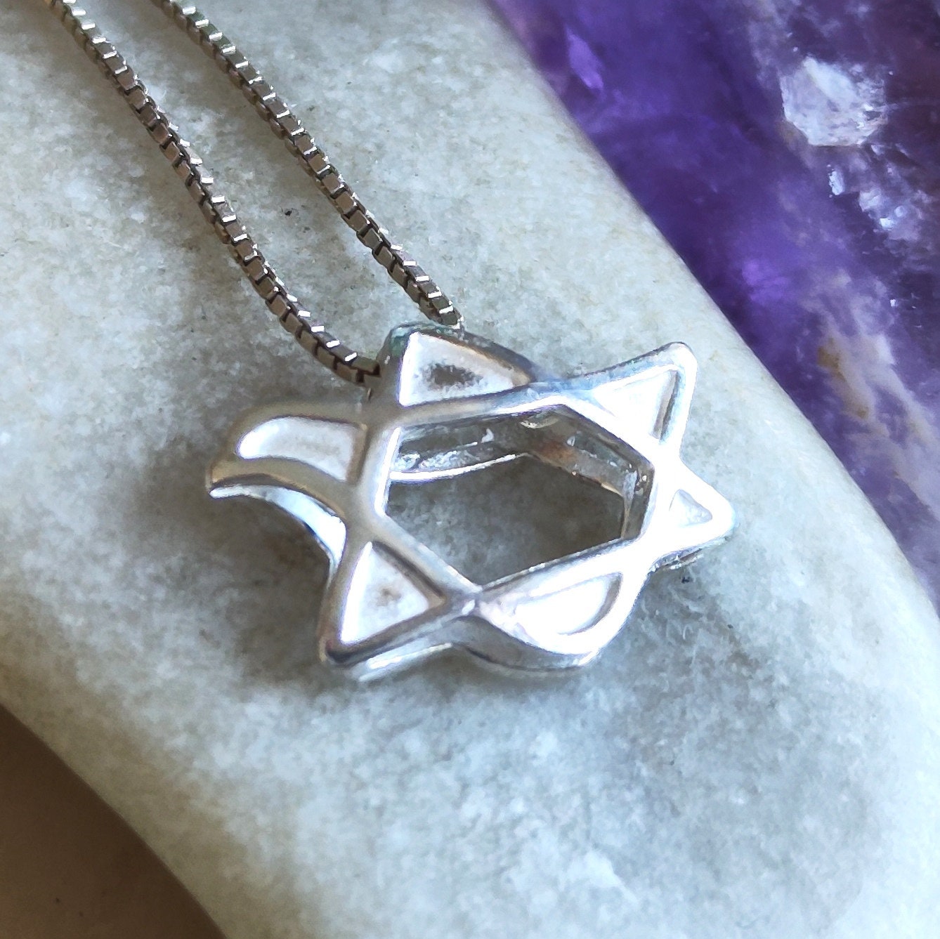 Dove Star of David Sterling Silver Necklace: 3D Jewish Christian Gift Barr Designs