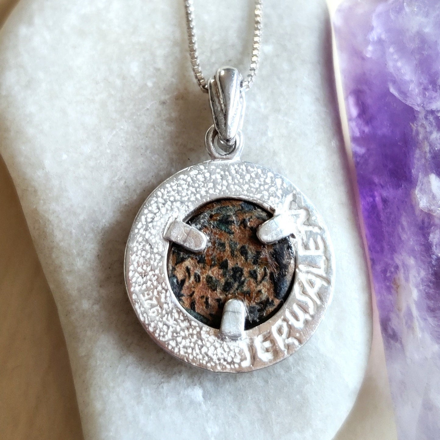 Widow's Mite Coin Pendant, Genuine Ancient Cornucopia Coin Necklace, Judean Silver Coin Pendant, Widow Mite Jewelry, Unisex Biblical Gift