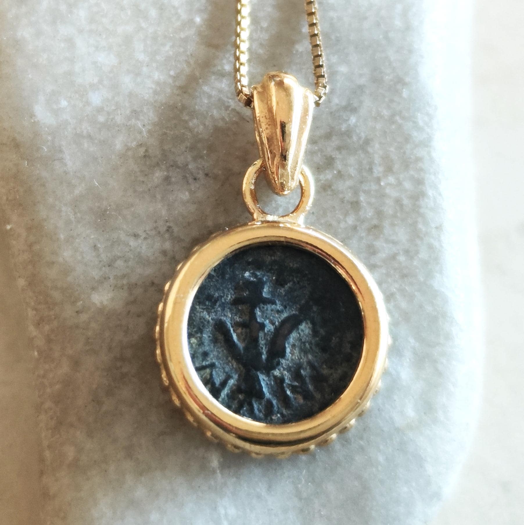 Widow's Mite Coin Necklace: Authentic Biblical Small Pendant in 18K Gold & Sterling Silver Barr Designs