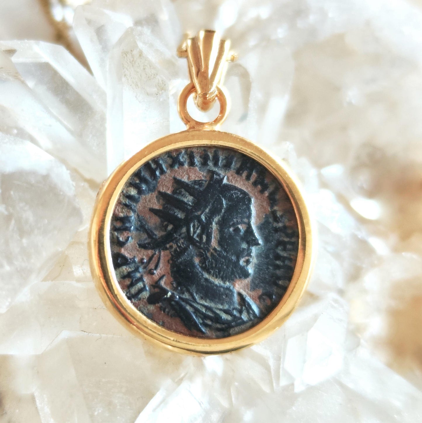 Genuine Roman Coin of Emperor Maximianus Pendant,  Ancient Coin Medallion Necklace, Roman Empire  Statement Necklace
