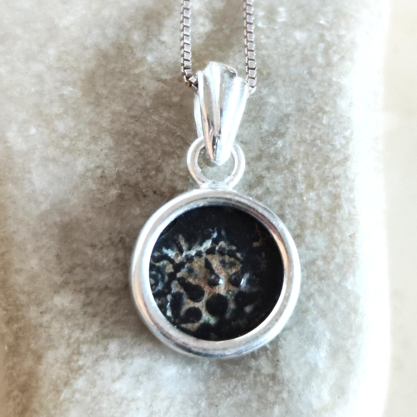 Antique Coin Silver Pendant, Judean Widows Mite Dainty Necklace, Christian New Testament Artifact Barr Designs