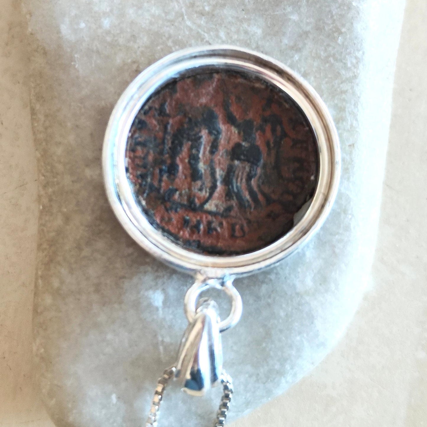 Antique Silver Medallion of Roman Emperor Arcadius, Early Christian Coin Men Jewelry