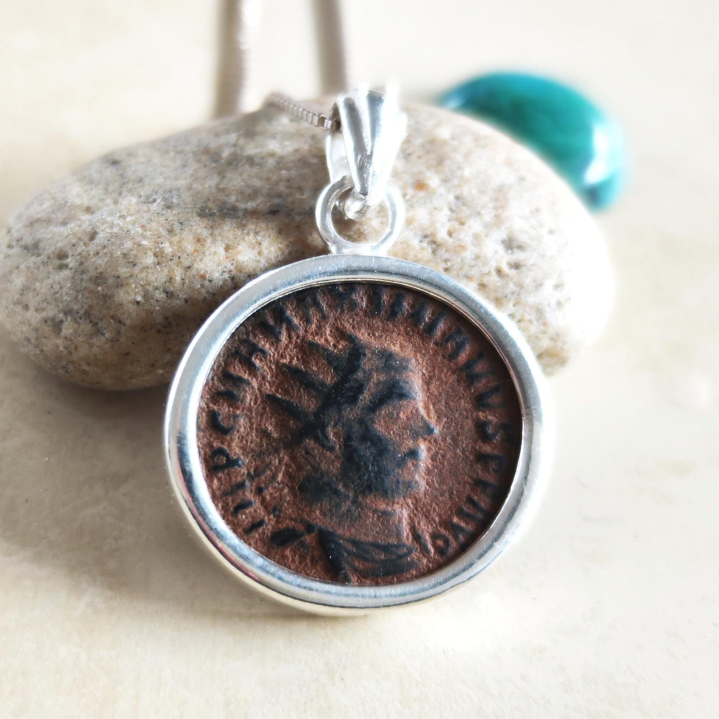 Ancient Roman Coin Pendant: Emperor Maximianus, Sterling Silver Medallion, Antique History Gift Barr Designs