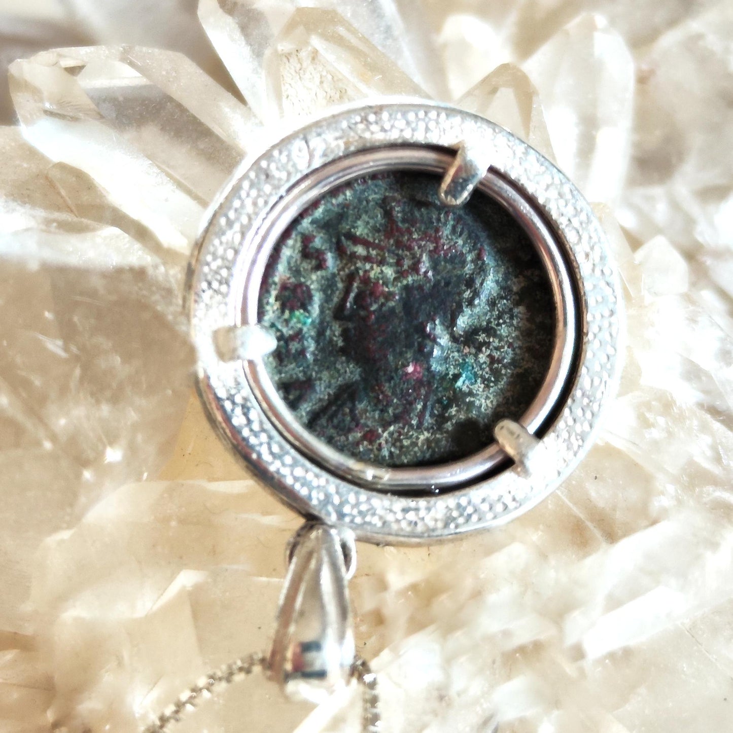 Authentic Roman Romulus & Remus coin necklace, Ancient history Silver medallion, unisex jewelry, antique Constantine She wolf bronze coin