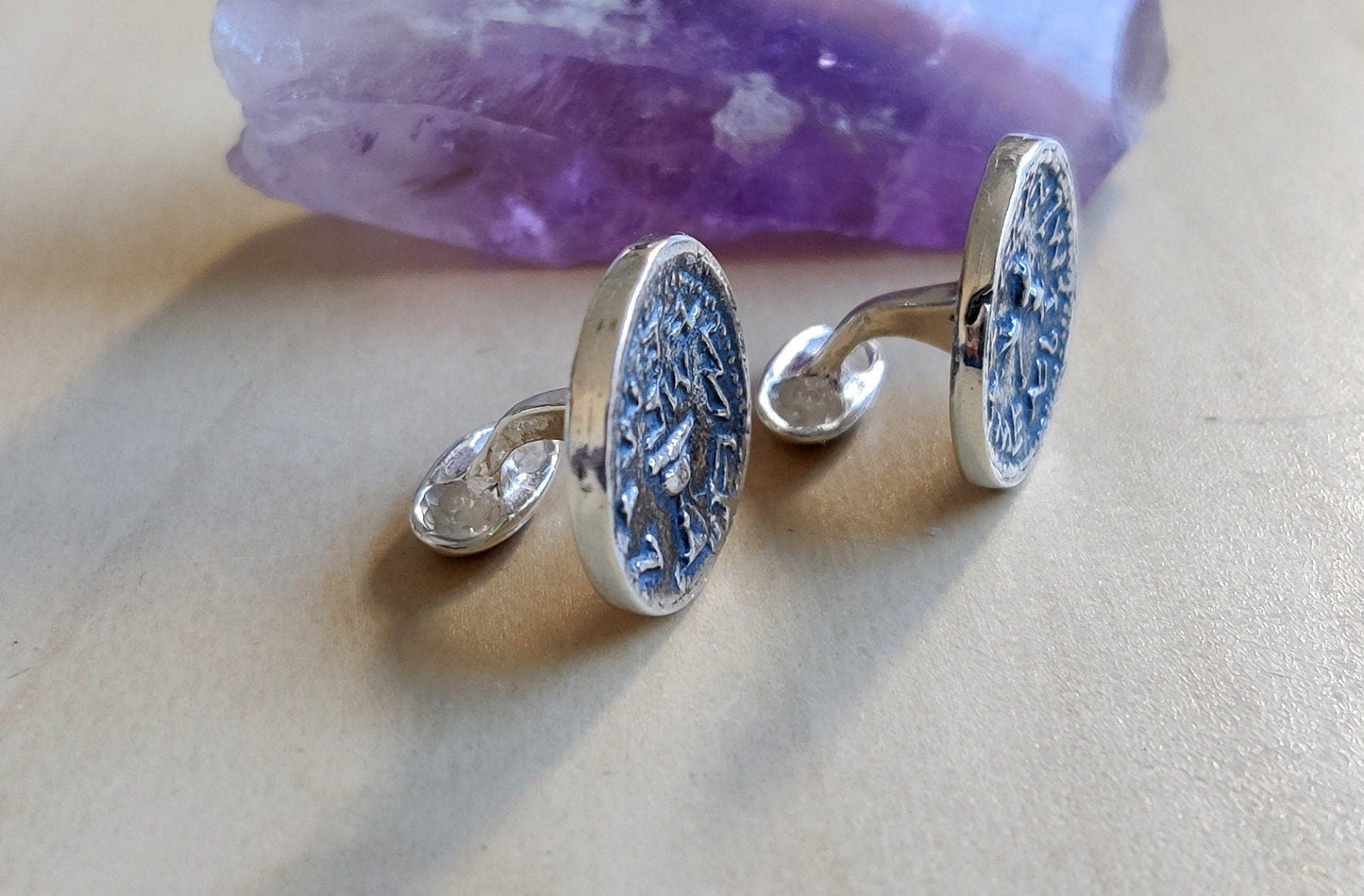 Sterling Silver Jewish Revolt Coin Cufflinks, Bar Mitzvah Gift Barr Designs