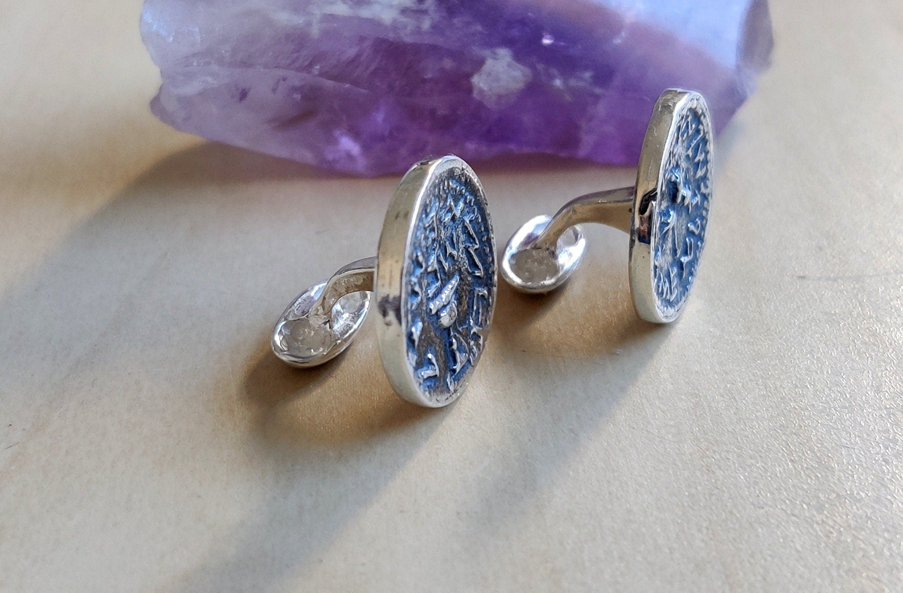 Sterling Silver Jewish Revolt Coin Cufflinks, Bar Mitzvah Gift Barr Designs