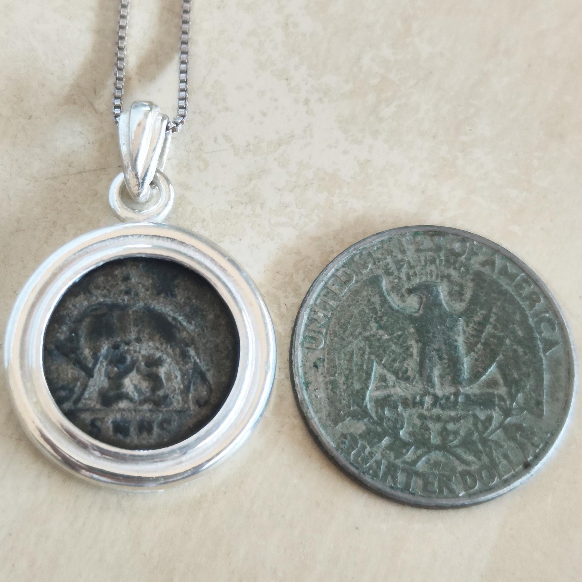 Romulus and Remus She Wolf Necklace: Ancient Roman Coin, Sterling Silver Barr Designs