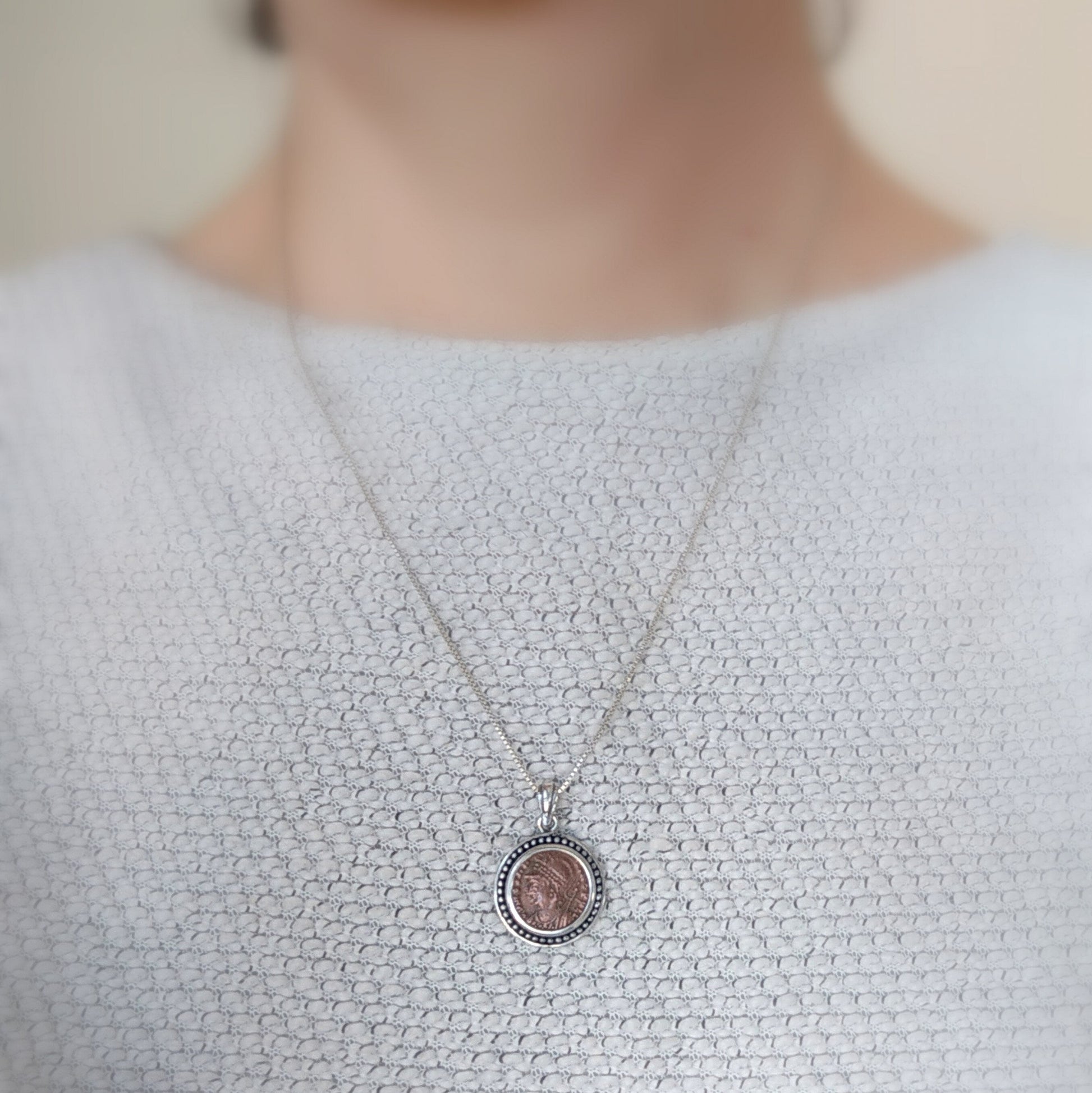 Constantius II Roman Coin Necklace: Sterling Silver Medallion Pendant Barr Designs
