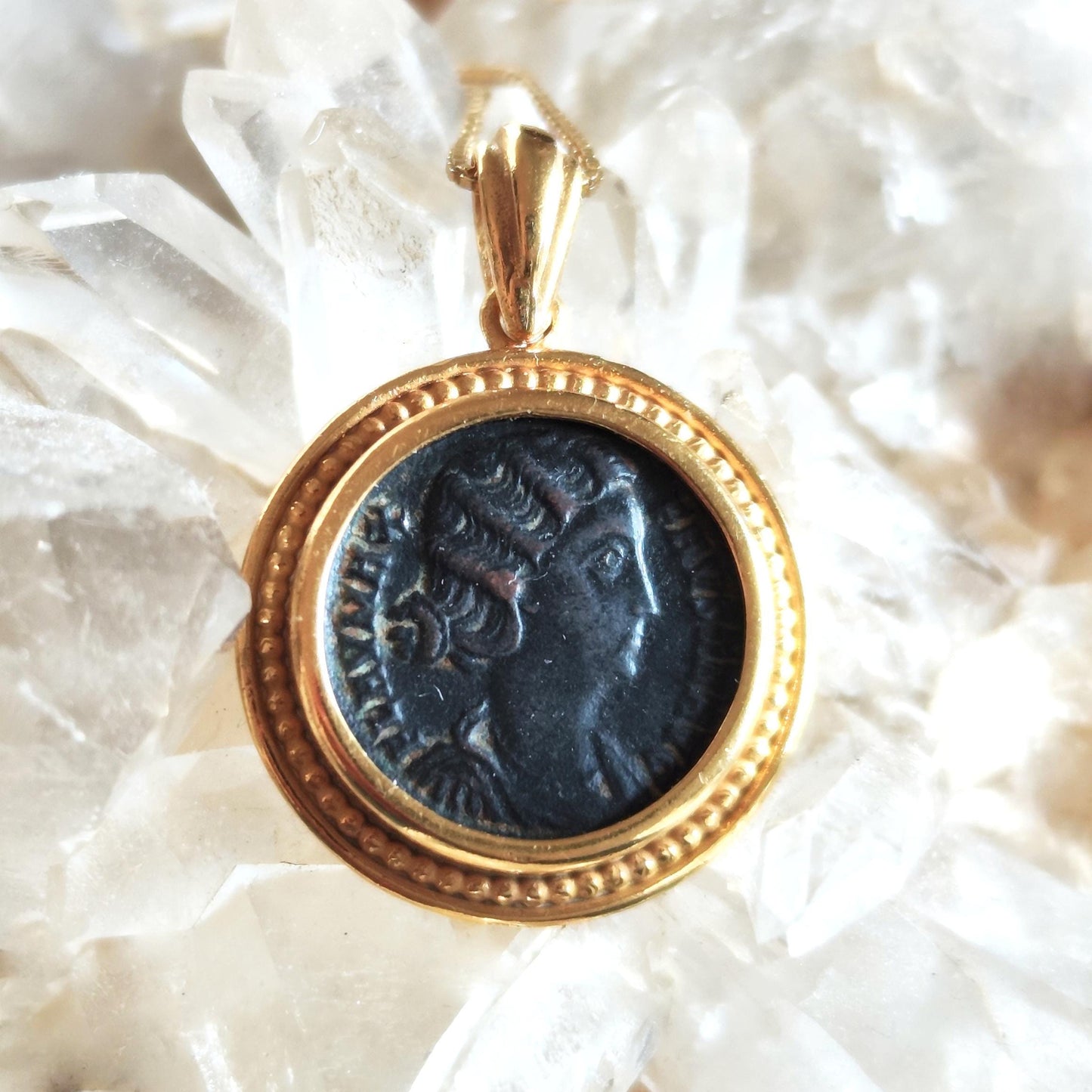 Roman Empress Fausta Medallion for Women, Genuine Ancient Coin Necklace, Christian Emperor Constantine I Statement Necklace