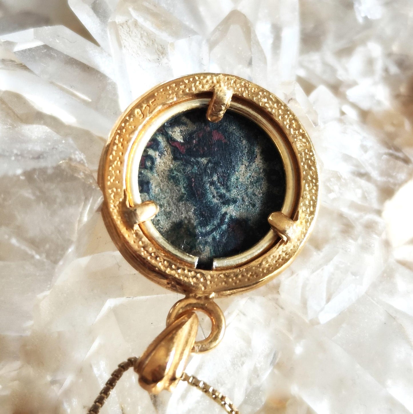 Genuine Roman Romulus & Remus coin necklace, Vintage Coin Pendant, women medallion jewelry, antique Constantine She wolf bronze coin