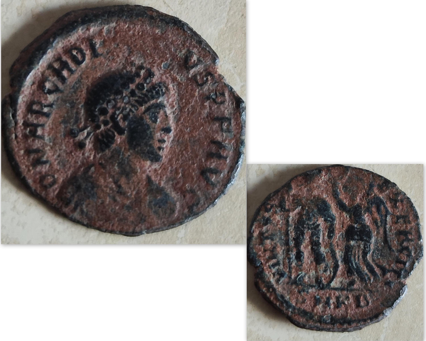 Antique Silver Medallion of Roman Emperor Arcadius, Early Christian Coin Men Jewelry