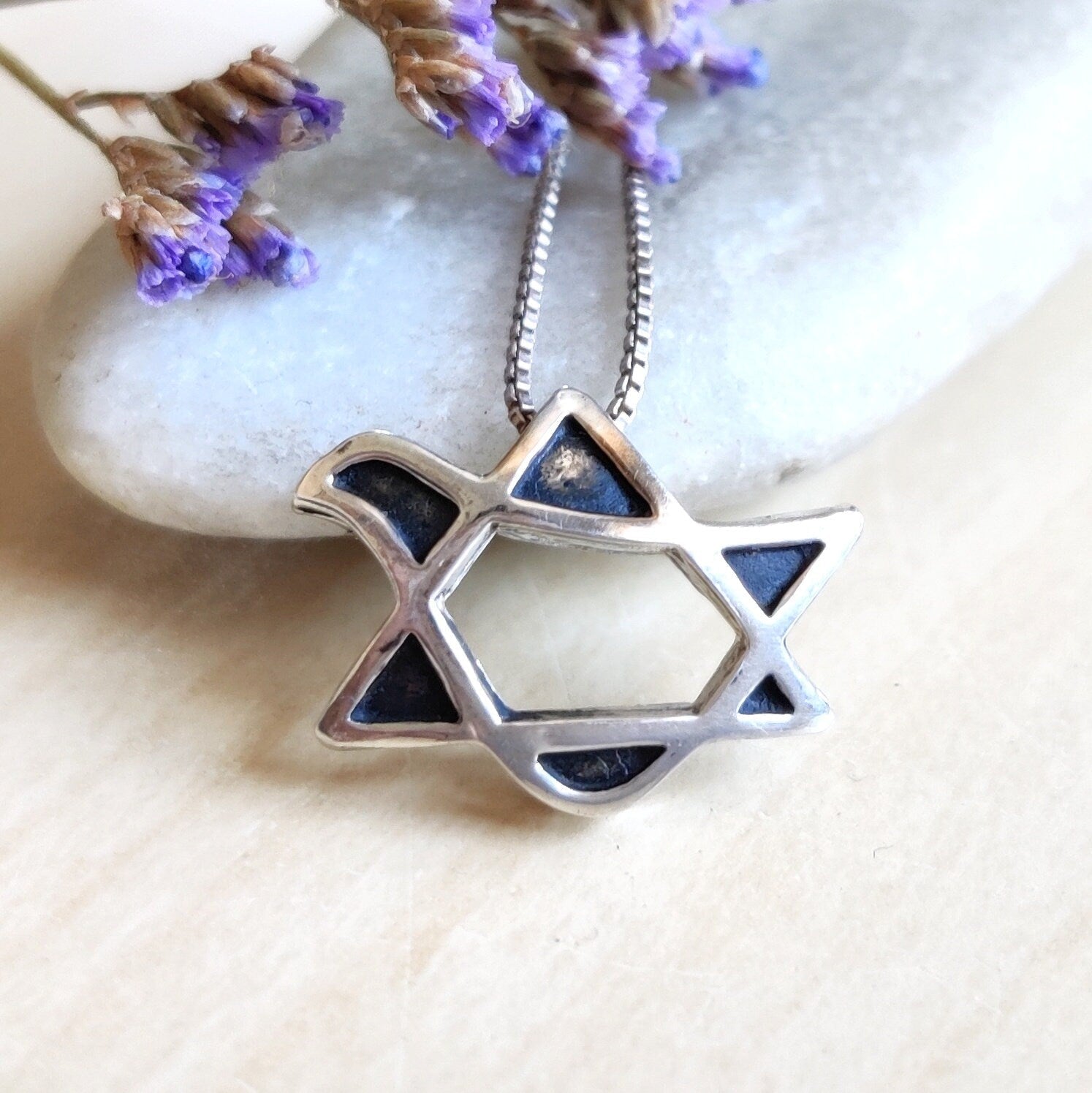 3D Sterling Silver Star of David Necklace: Peace Dove Pendant Barr Designs