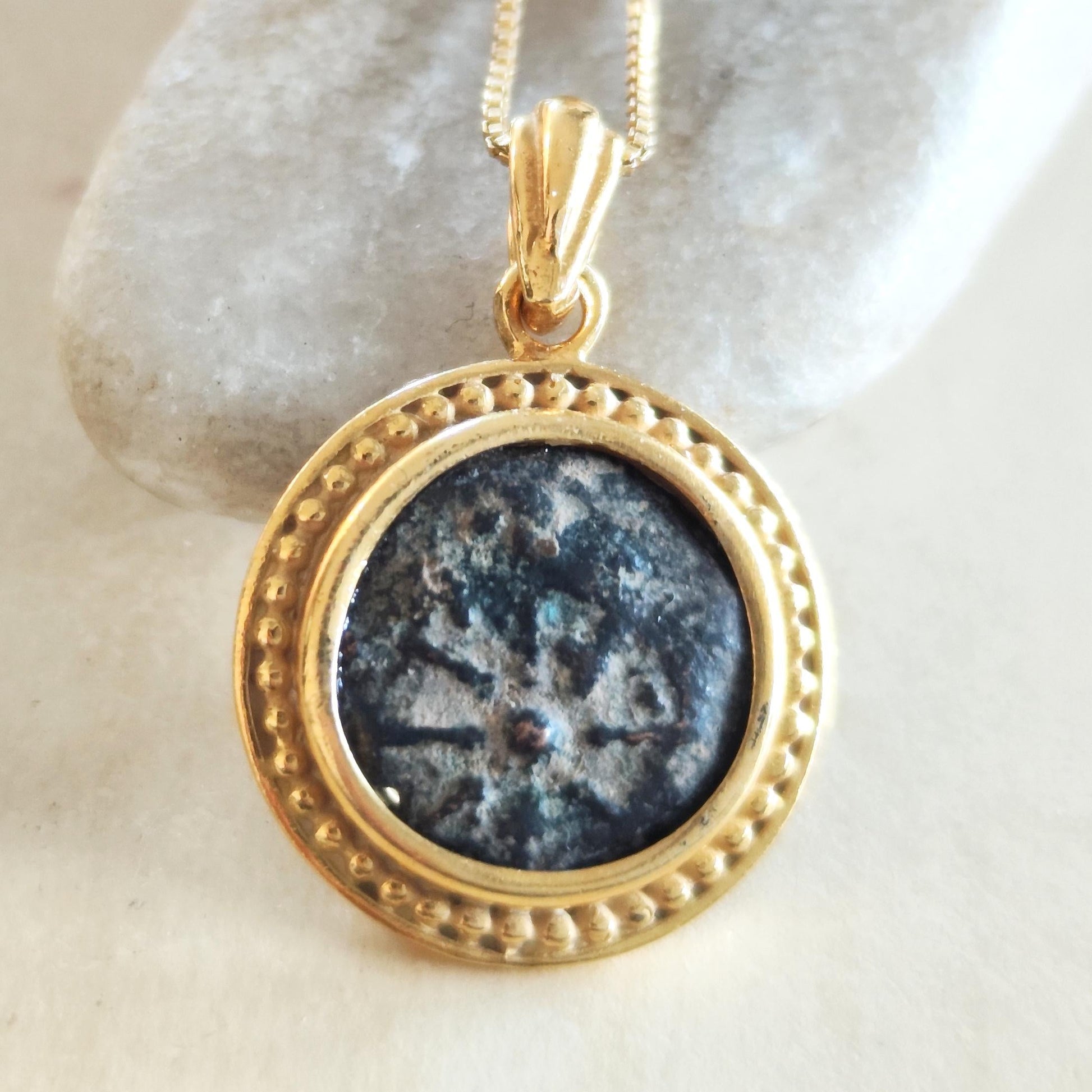 Authentic Widow's Mite Coin Necklace: Large Christian Biblical Medallion, Gold Plated Barr Designs
