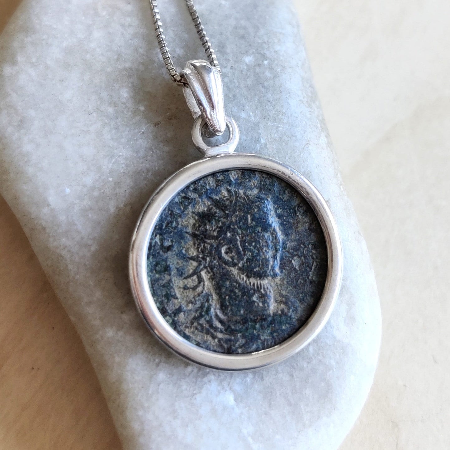 Antique Roman Empire Coin Silver Necklace, 3rd Century Valerian Pendant, Vintage Style Jewelry Barr Designs