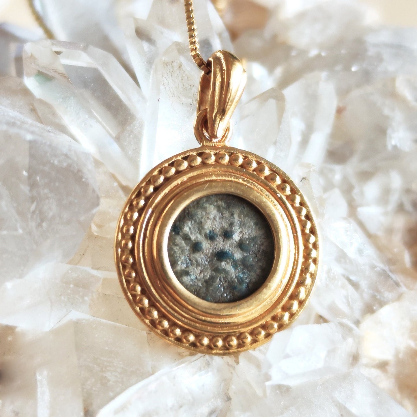 Biblical Widow's Mite Coin Gold Plated Necklace, Christian Coin Medallion, Antique New Testament Pendant, Jesus Ancient Coin Jewelry gift