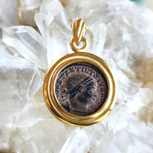 Genuine Roman Coin Pendant featuring Emperor Constantine II, Ancient Coin Vintage Necklace