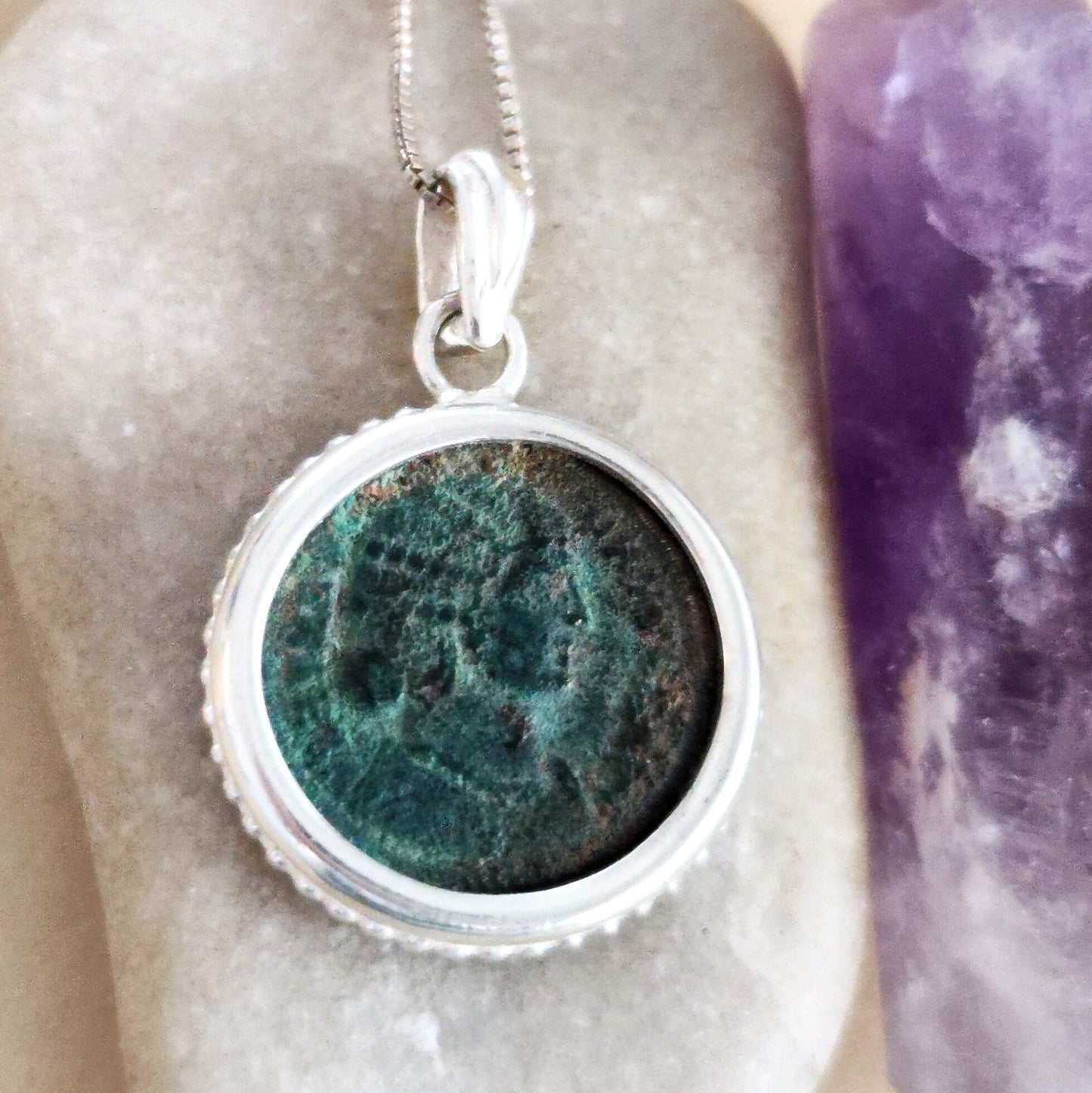 Ancient Coin of Roman Empress Fausta Silver Necklace, Constantine the Great wife pendant,  Women in Power Medallion, vintage style jewelry