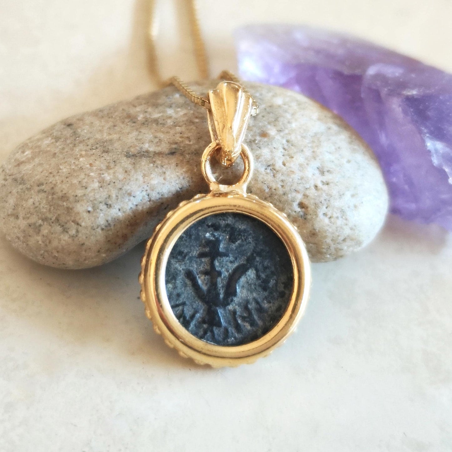 Widow's Mite Coin Necklace: Authentic Biblical Small Pendant in 18K Gold & Sterling Silver Barr Designs