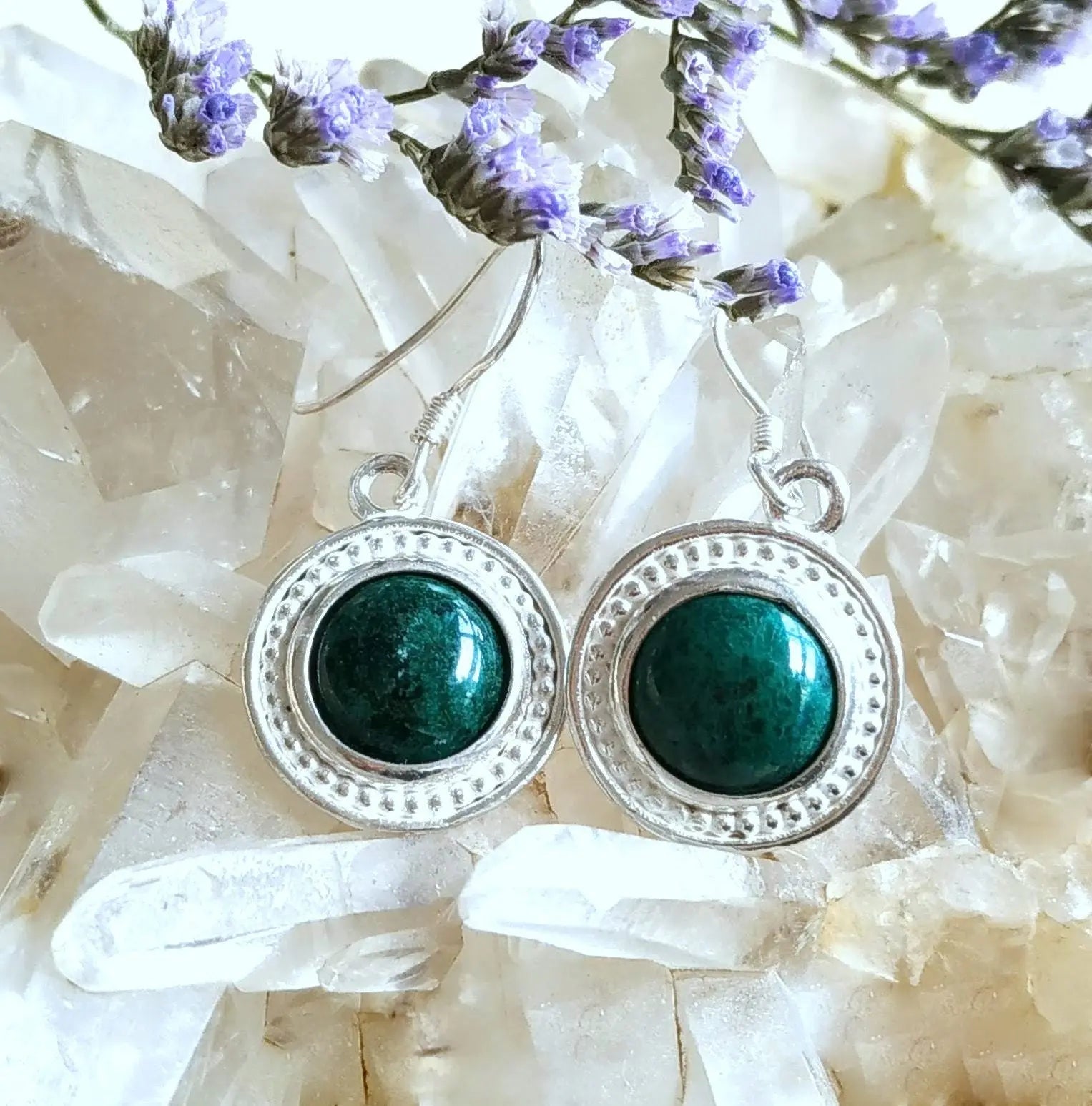 Eilat Stone Sterling Silver Earrings: Israeli Green Gemstone Dangle Barr Designs