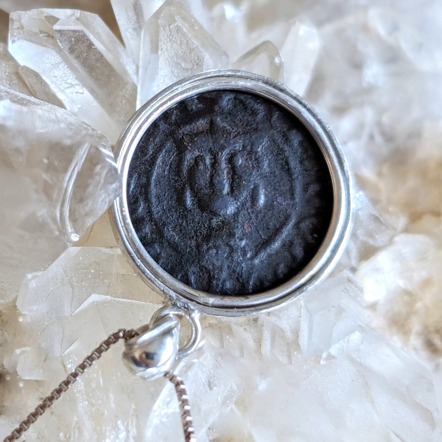 Crusaders Orthodox Cross Coin Silver Necklace, Antique Patriarch two Barred Cross Medallion, Medieval Armenia Knight Templar Christian Coin
