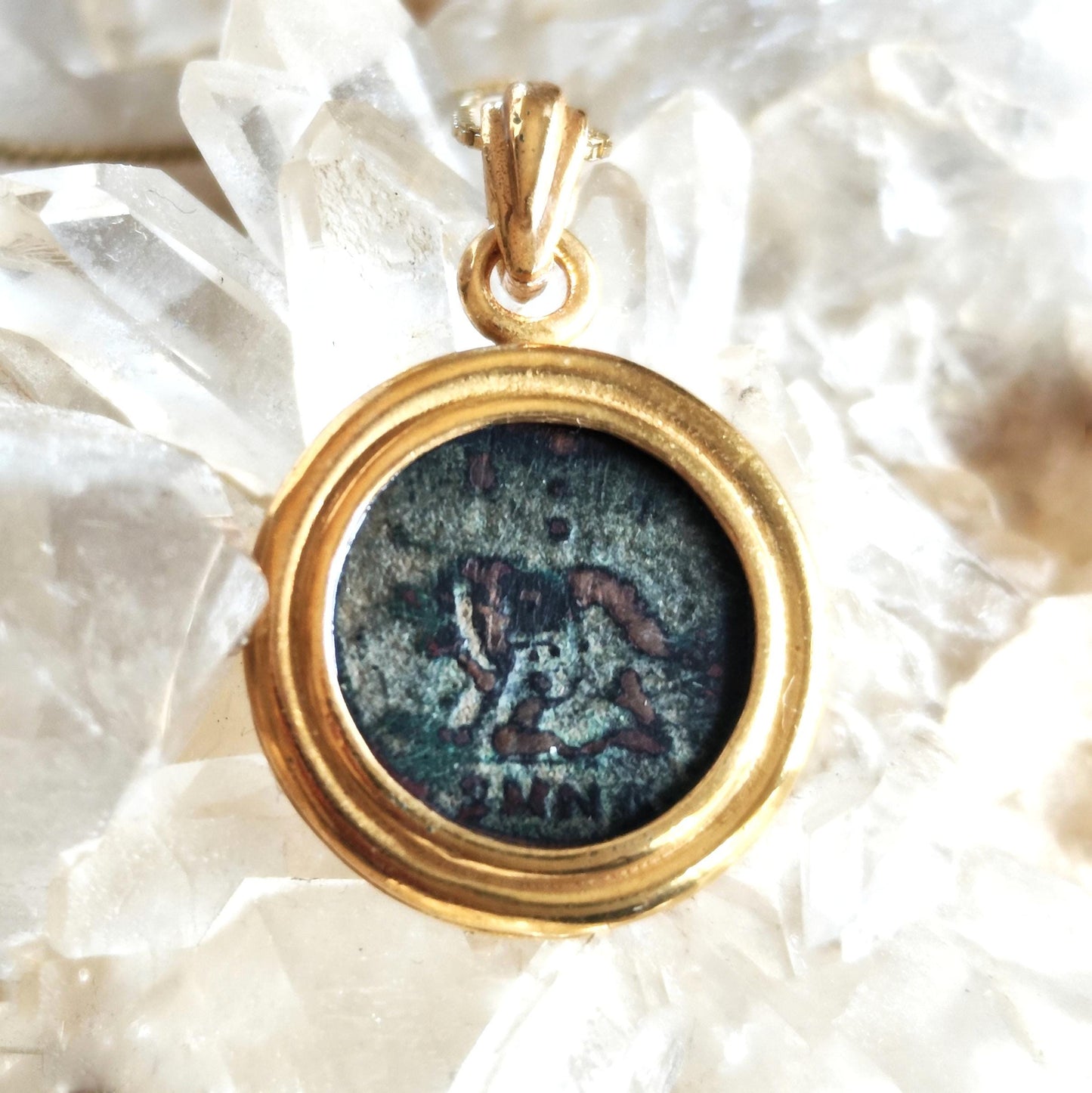 Genuine Roman Romulus & Remus coin necklace, Vintage Coin Pendant, women medallion jewelry, antique Constantine She wolf bronze coin