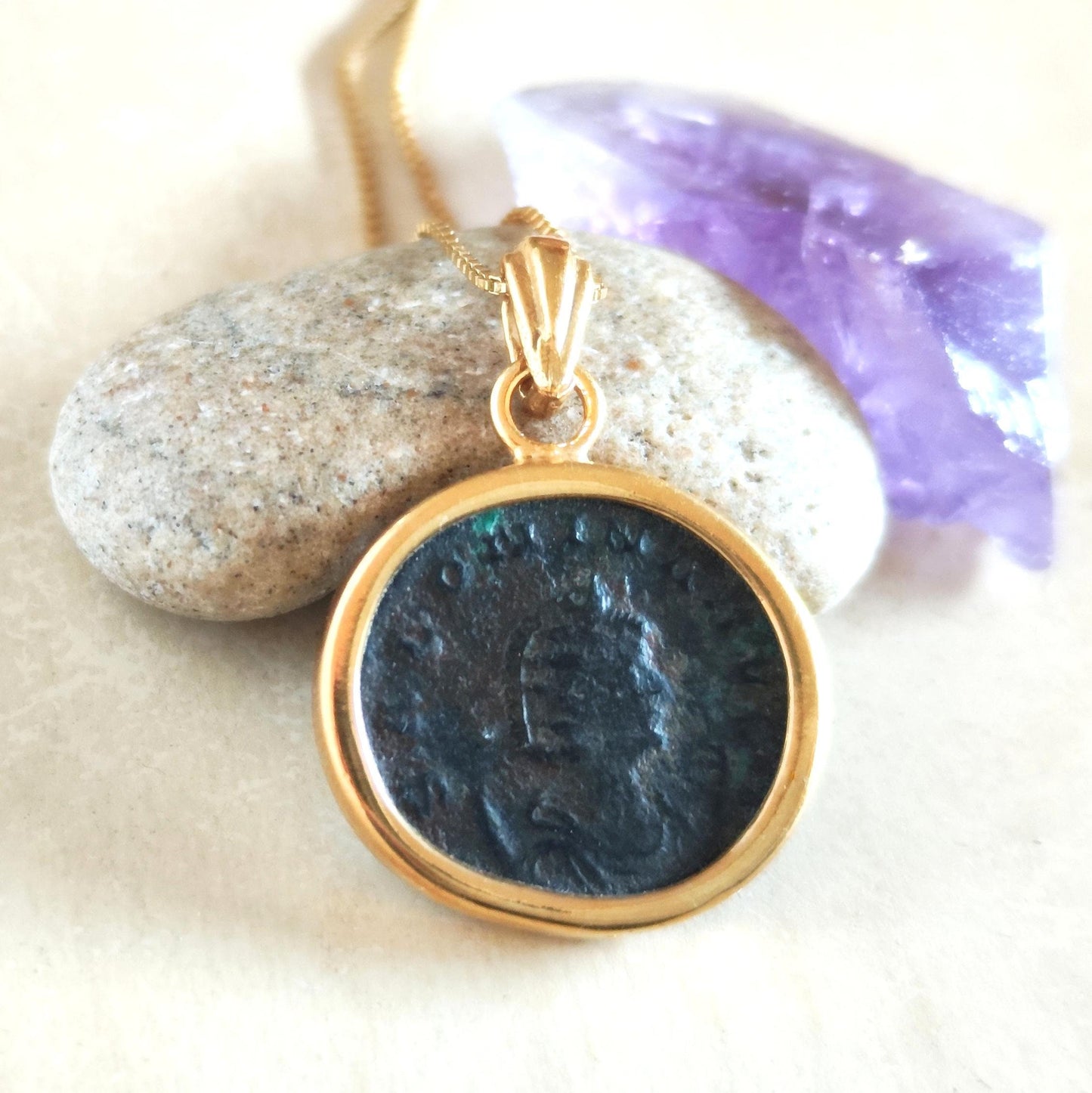 Ancient Roman Empress Salonina Coin necklace, Women of the Roman Empire Medallion, Gallienus Era coin