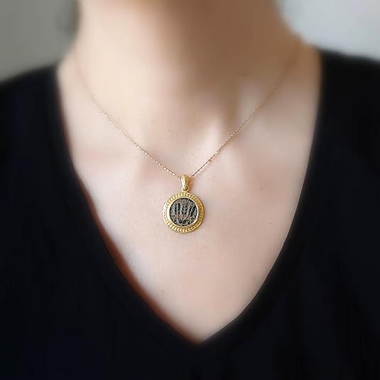 Authentic Herod Agrippa Coin Gold Plated Necklace, Ancient Jewish Roman History Medallion Barr Designs