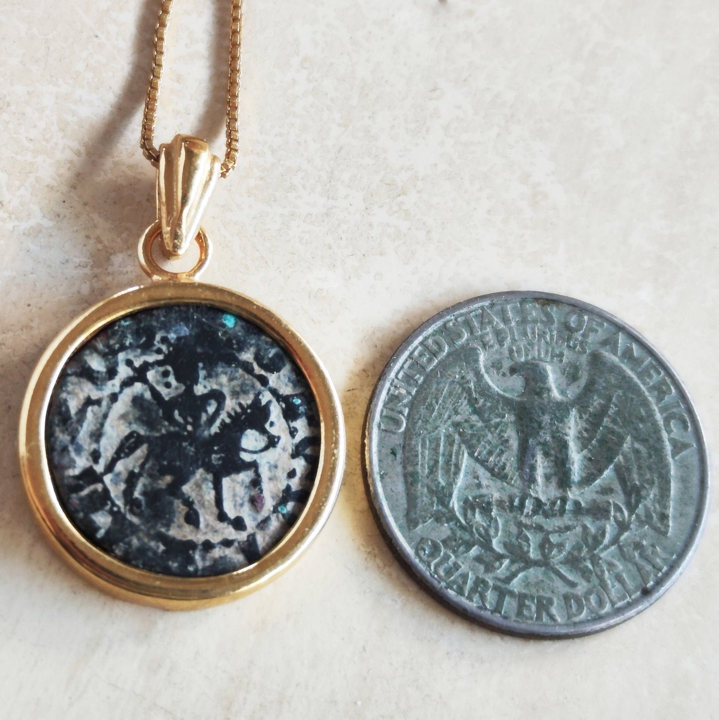 Ancient Crusader Knight Coin Pendant, Christian Cross Necklace, Horse Coin Gold Plated Necklace, Armenia Cilicia Coin, History Buff Gift
