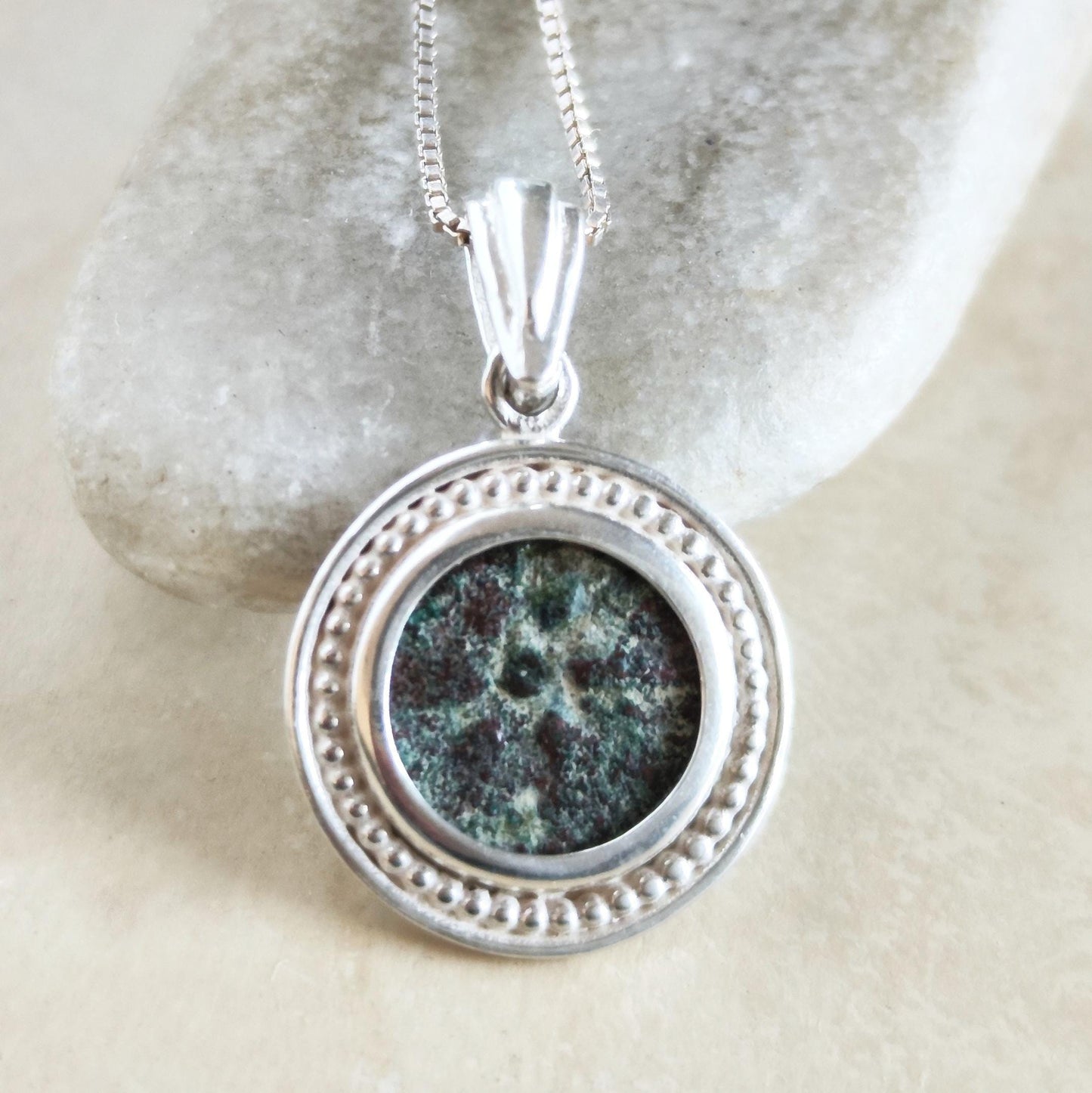 Biblical Widow Mite Coin Silver Necklace, Jesus New Testament Medallion Barr Designs