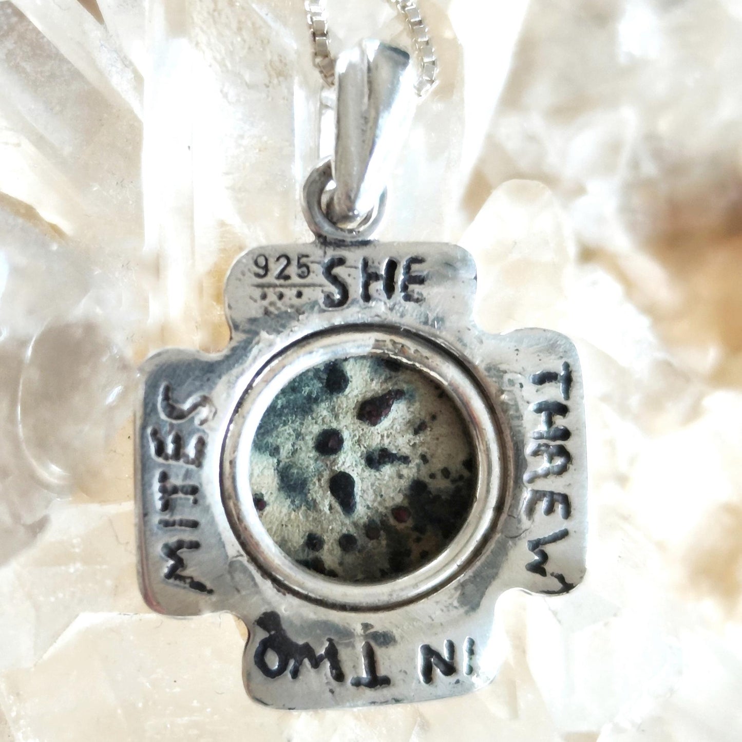 Ancient Widow's Mite Coin Cross Pendant, Jesus Cross silver Medallion, Christian Men Jewelry, Antique Cross Coin Necklace, Christ Coin Gift