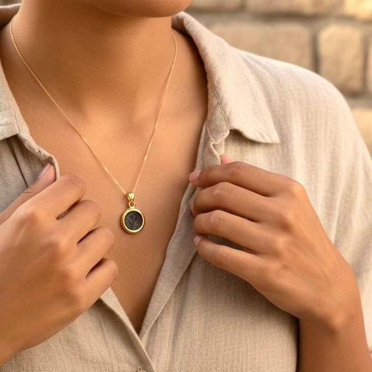 Widow's Mite Coin Necklace: Authentic Biblical Small Pendant in 18K Gold & Sterling Silver Barr Designs