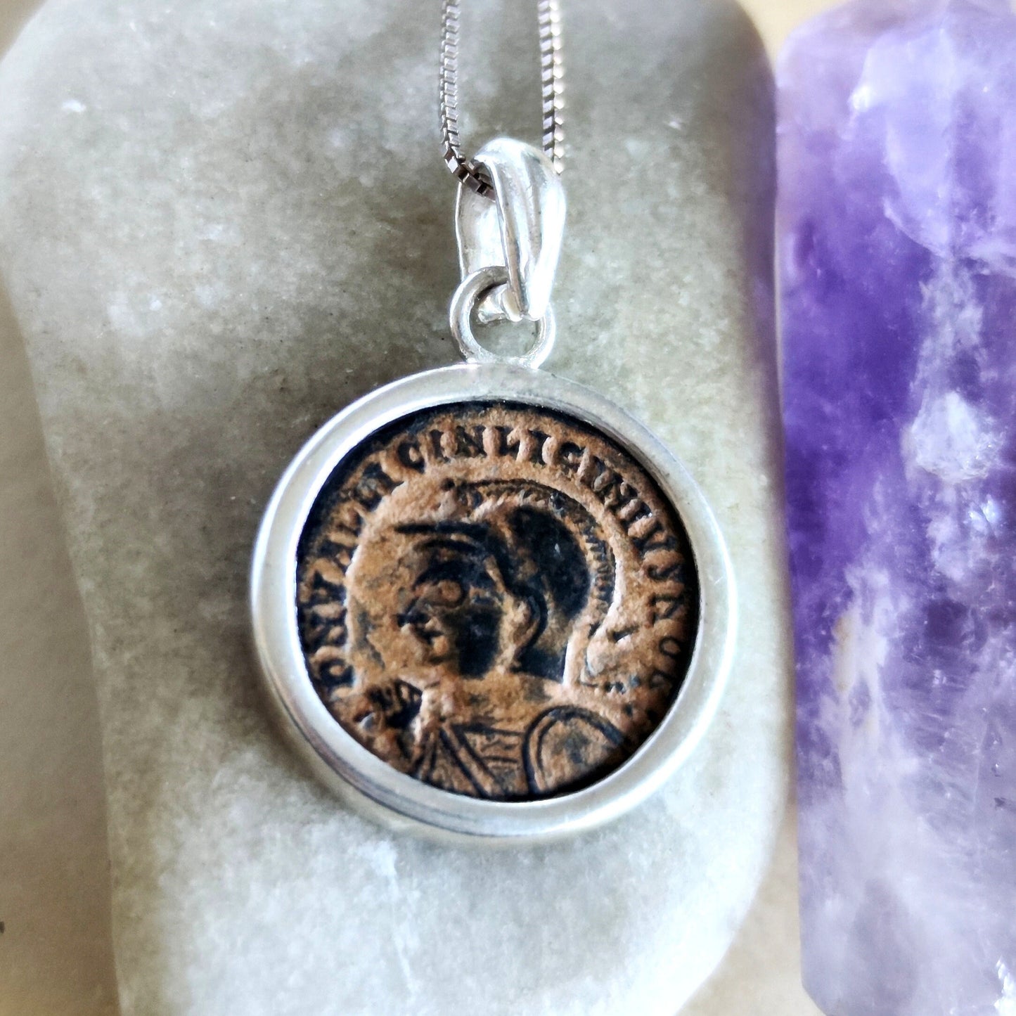 Coin Necklace For Men, Genuine Roman Coin Silver Medallion, Emperor Licinius I Coin Pendant, Vintage Style Gift Idea, Antique Unisex Charm