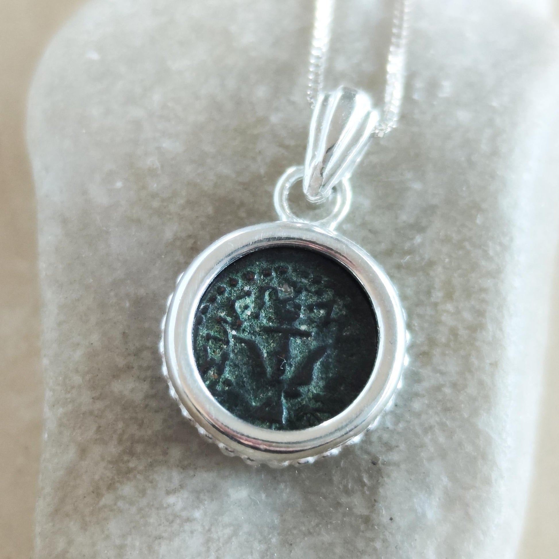 Widow's Mite Coin Pendant: Ancient Judea Bronze, Sterling Silver Charm Barr Designs