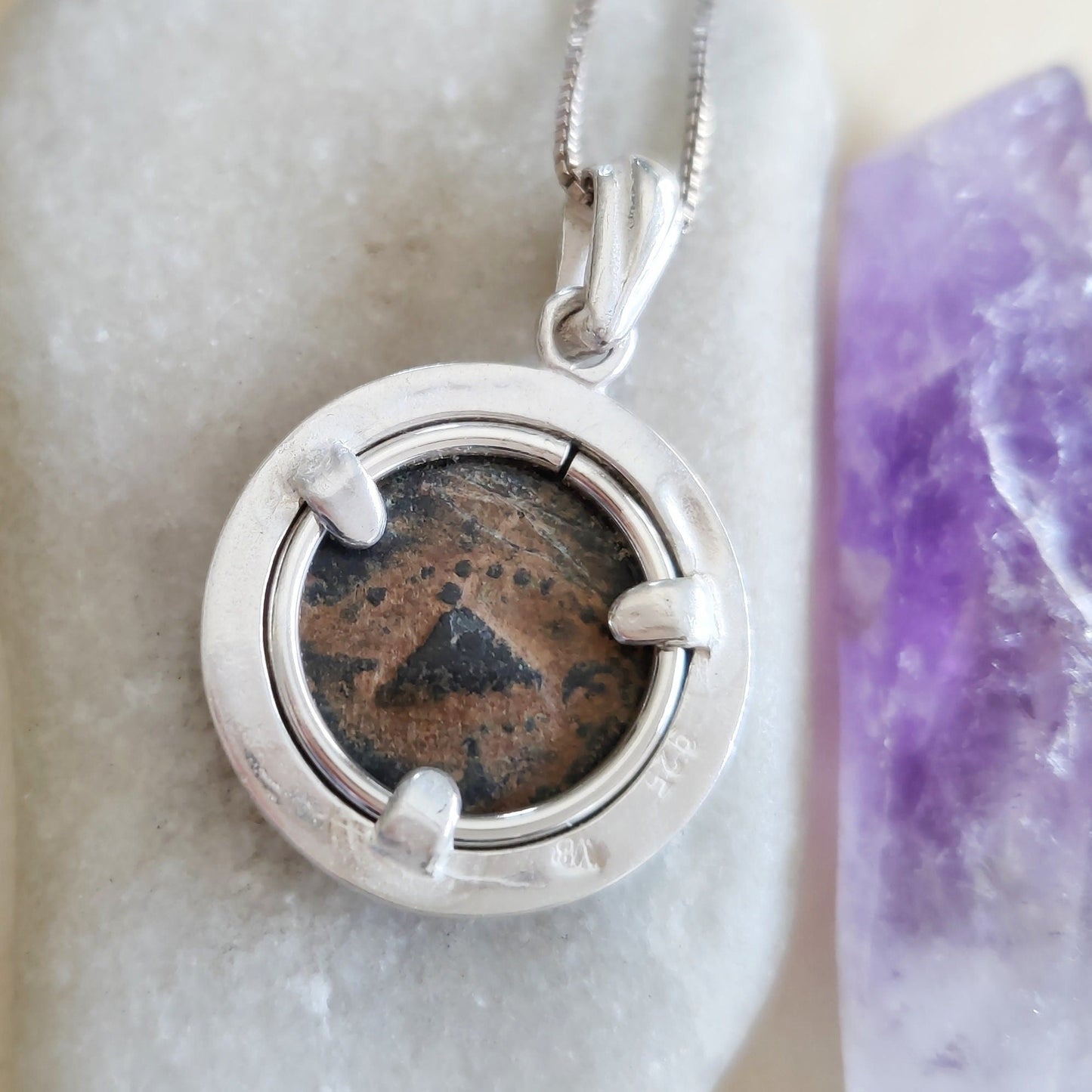 Ancient Jewish Roman coin silver Medallion, Certified King Herod Agrippa Coin Pendant Barr Designs