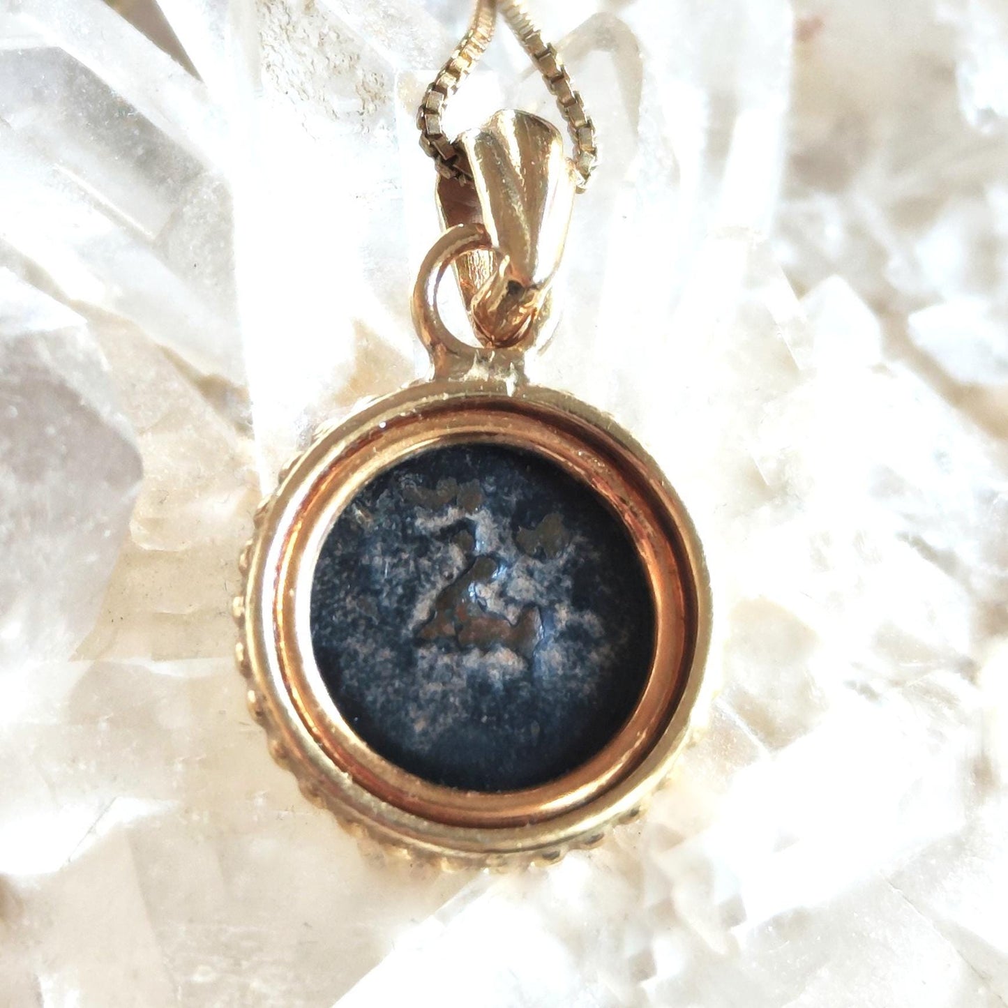 Mark 12:41 Genuine widow's mite Coin Pendant, Biblical Coin Gold Plated Small Necklace Barr Designs