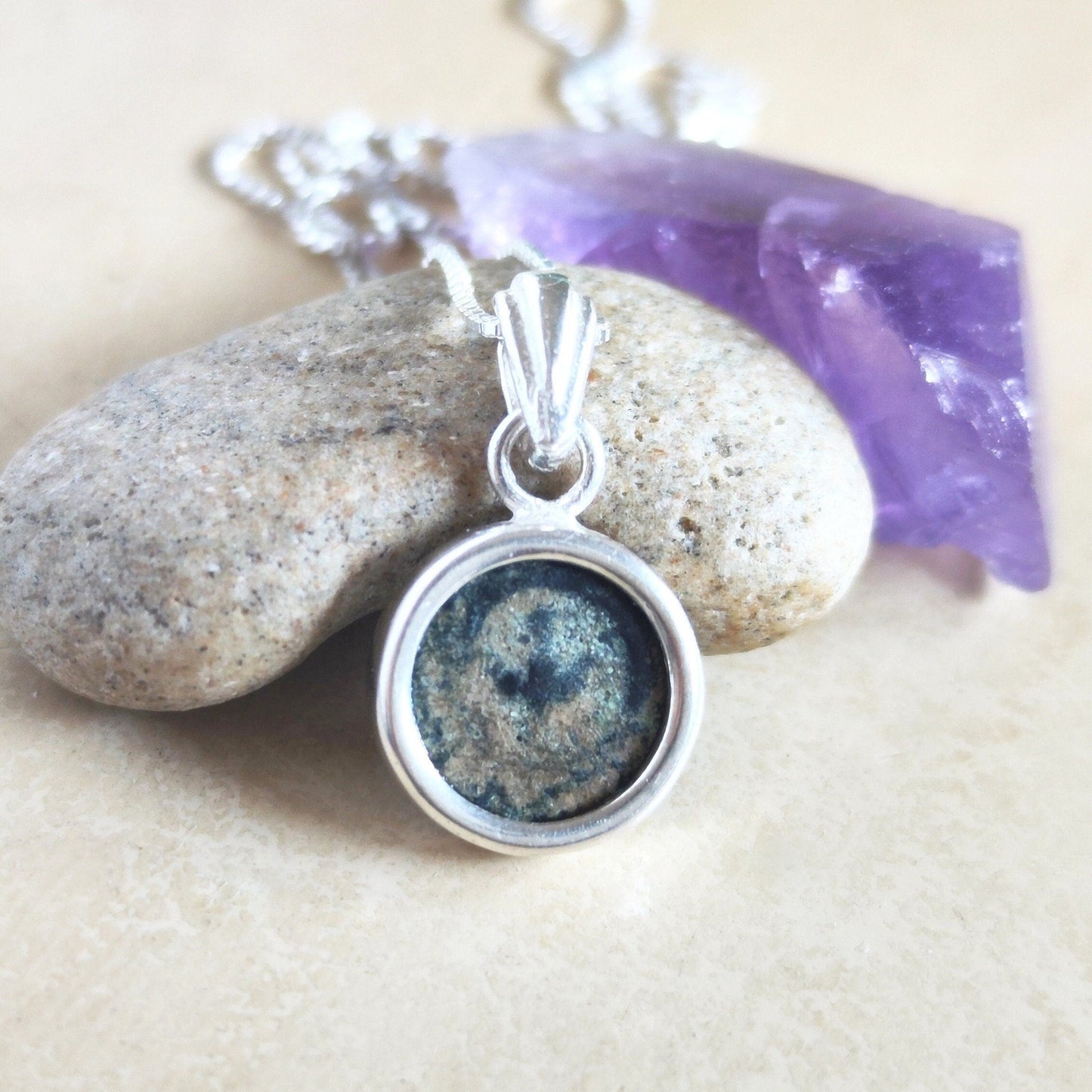 Widow's Mite Coin Necklace: Sterling Silver Ancient Biblical Jewelry Barr Designs