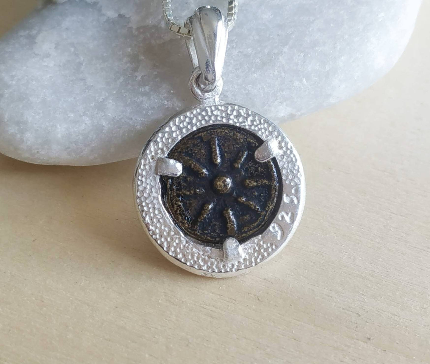 Widow's Mite Coin Replica Necklace, ancient coin silver pendant, Christian Biblical jewelry, Unisex Christmas gift Idea, Coin Charm