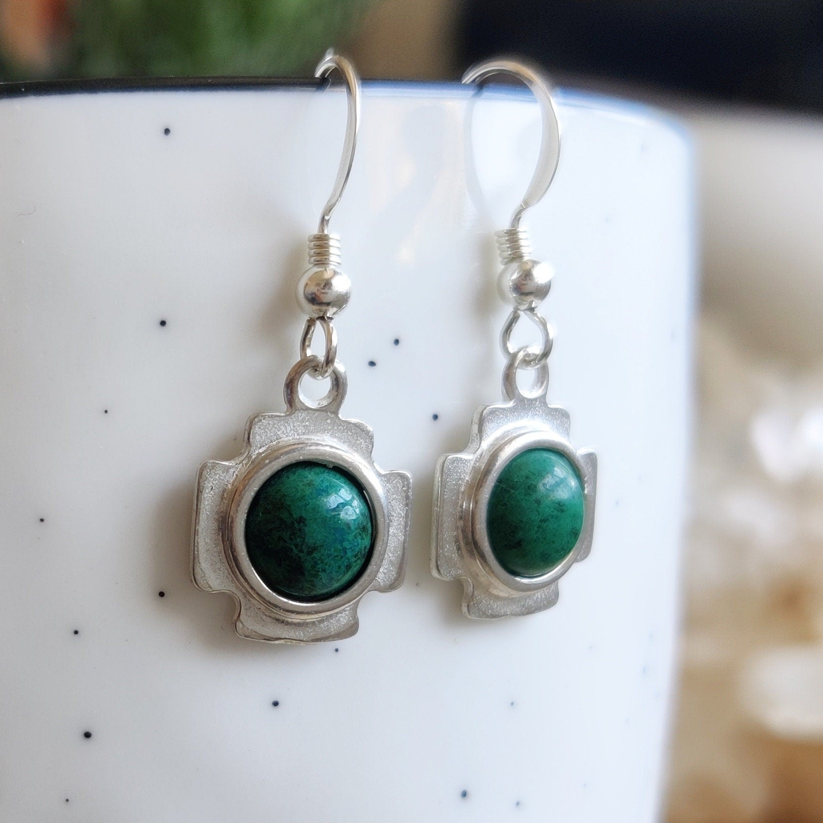 Eilat Stone Christian Cross Earrings: Sterling Silver Dangle Barr Designs