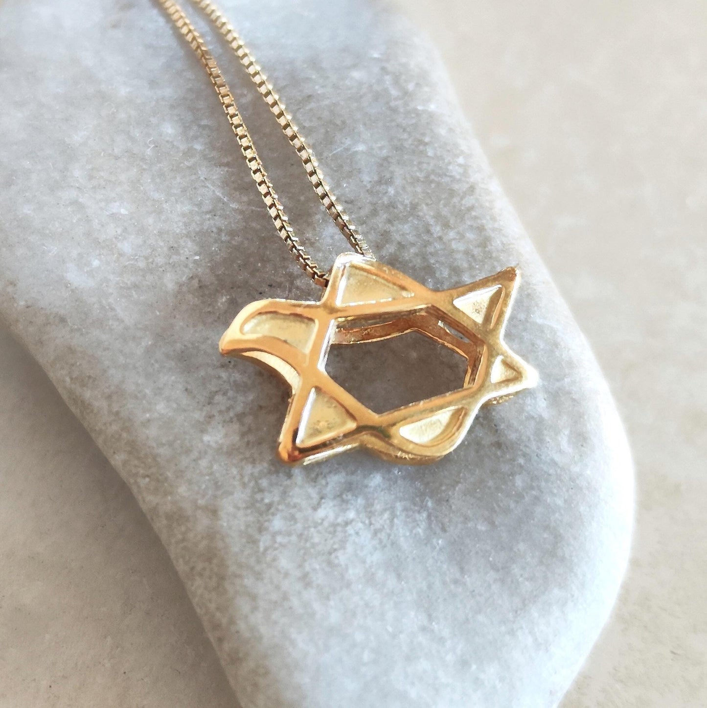 Gold Dove necklace, animal bird pendant, Star of David Peace Dove pendant, Christian gift, Jewish jewelry, girls bat mitzva gift, bridesmaid