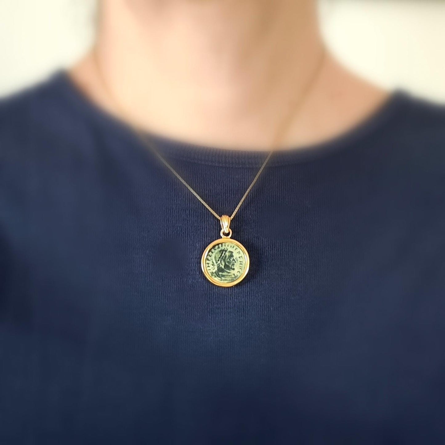Ancient Roman Coin Necklace: Emperor Licinius 4th Century, Gold Plated Medallion Pendant Barr Designs