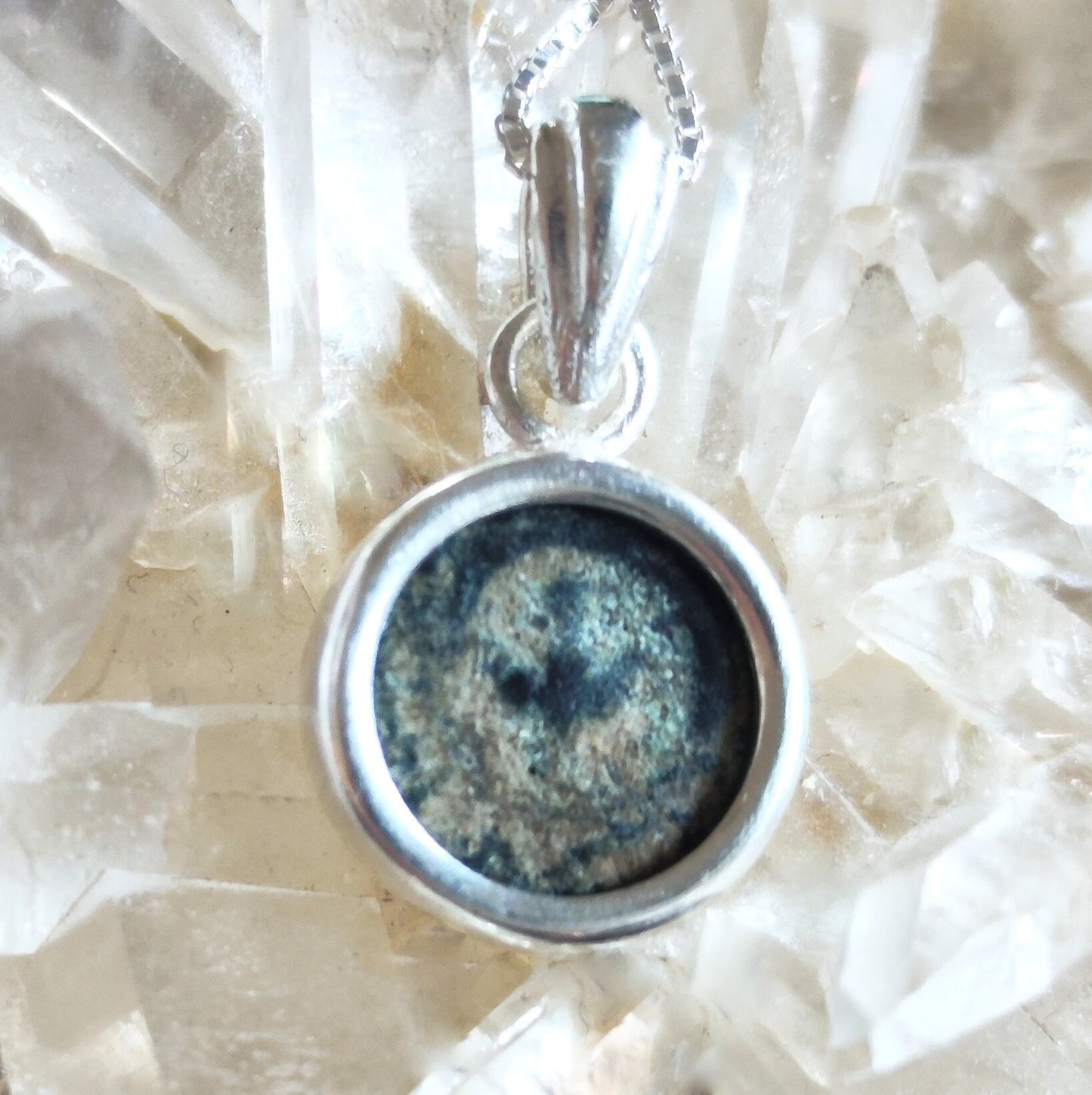 Antique Biblical Coin Silver Necklace, Genuine Real Widow's Mite coin Small Charm pendant, Jesus Ancient Coin Jewelry, Christian gift idea