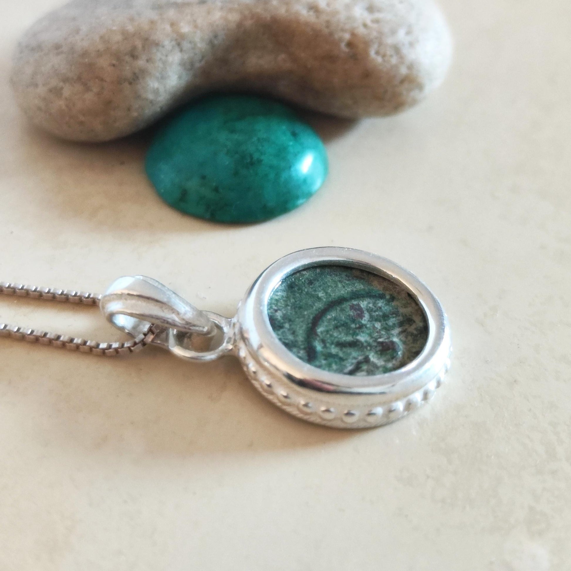 Real Antique Widow's Mite Coin Silver Necklace, Biblical Christian Small Medallion Barr Designs