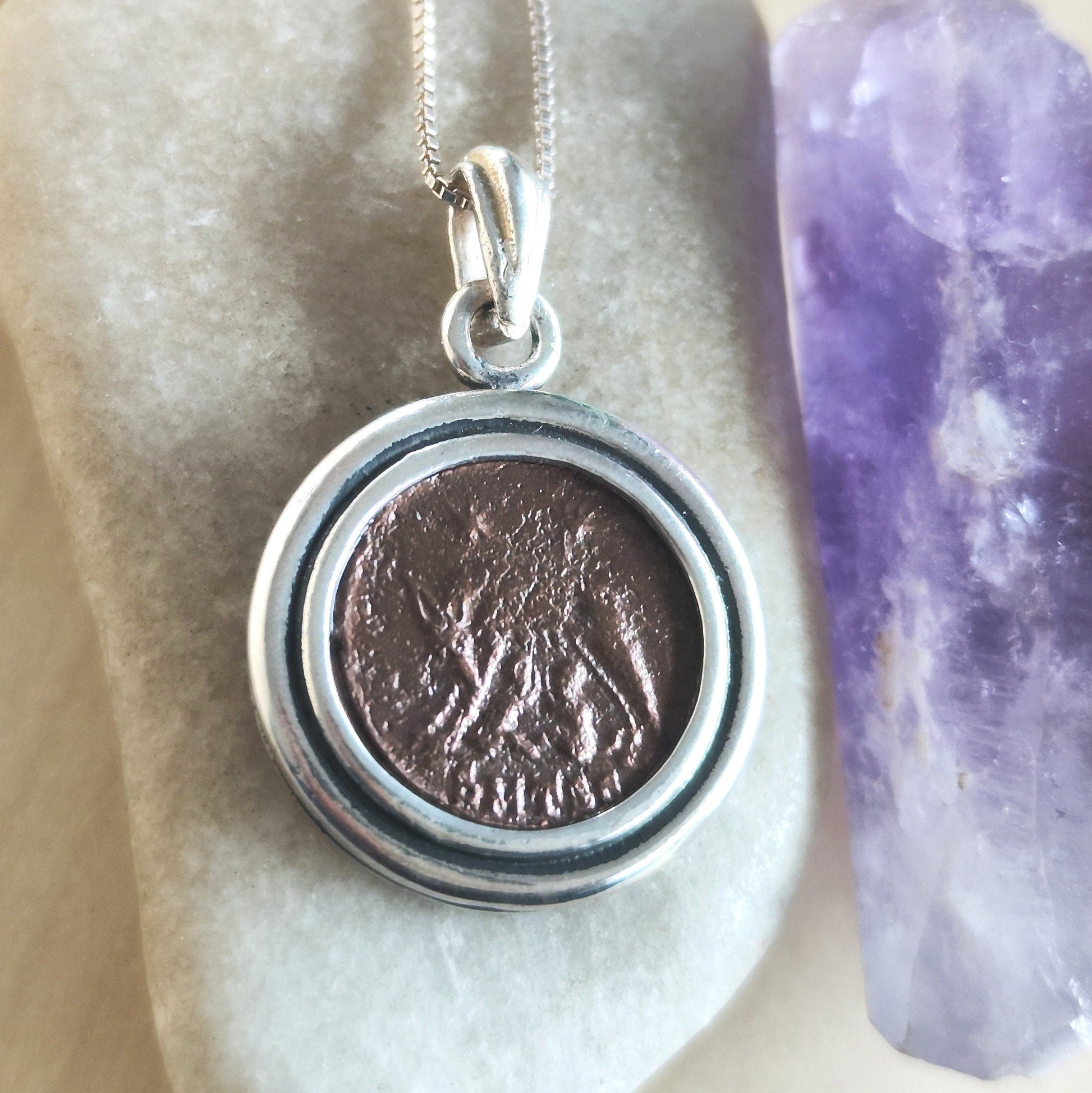 Romulus and Remus Coin Pendant: Sterling Silver Ancient Roman Necklace Barr Designs