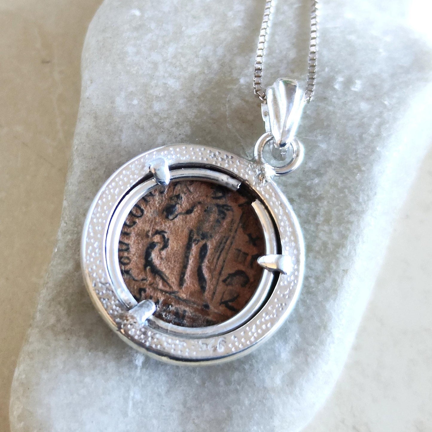 Genuine Roman Coin Pendant, Emperor Constantine I Roman Coin Necklace, Ancient Coin Necklace, Vintage Jewelry, Roman God Jupiter