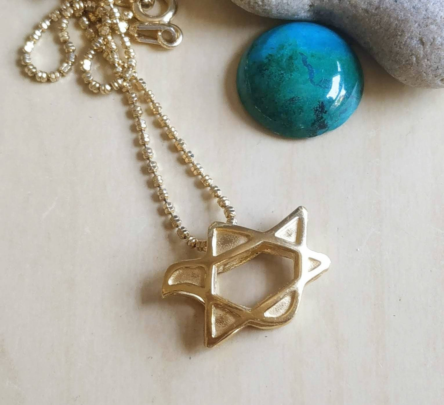 Gold Star of David Necklace, Dainty Jewish Pendant, Gold Dove Pendant, Jewish Necklace, Spiritual jewelry, Bat Mitzva Gift, Jewish Gift
