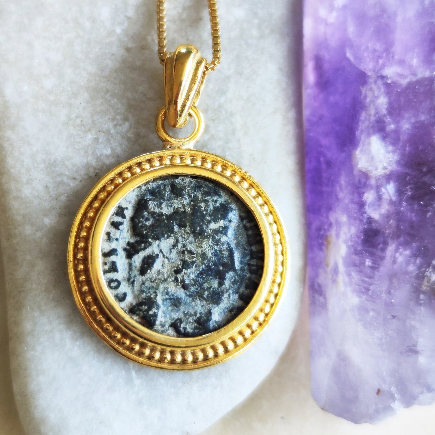 Authentic Certified Roman coin necklace, Antique Constantine the Great medallion, Emperor pendant, Vintage coin jewelry, unisex gift idea