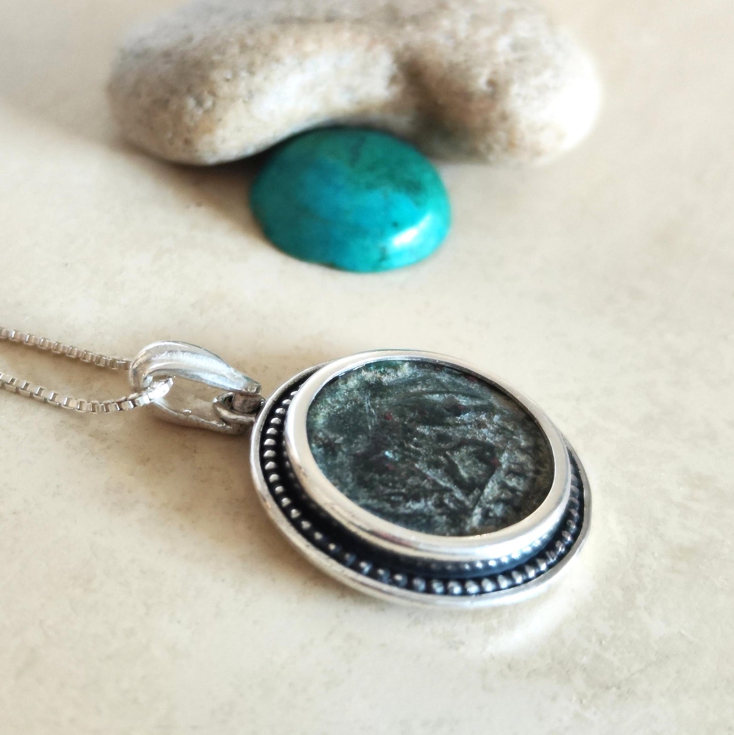 Authentic Roman Romulus & Remus coin necklace, Ancient history Silver medallion, unisex jewelry, antique Constantine She wolf bronze coin