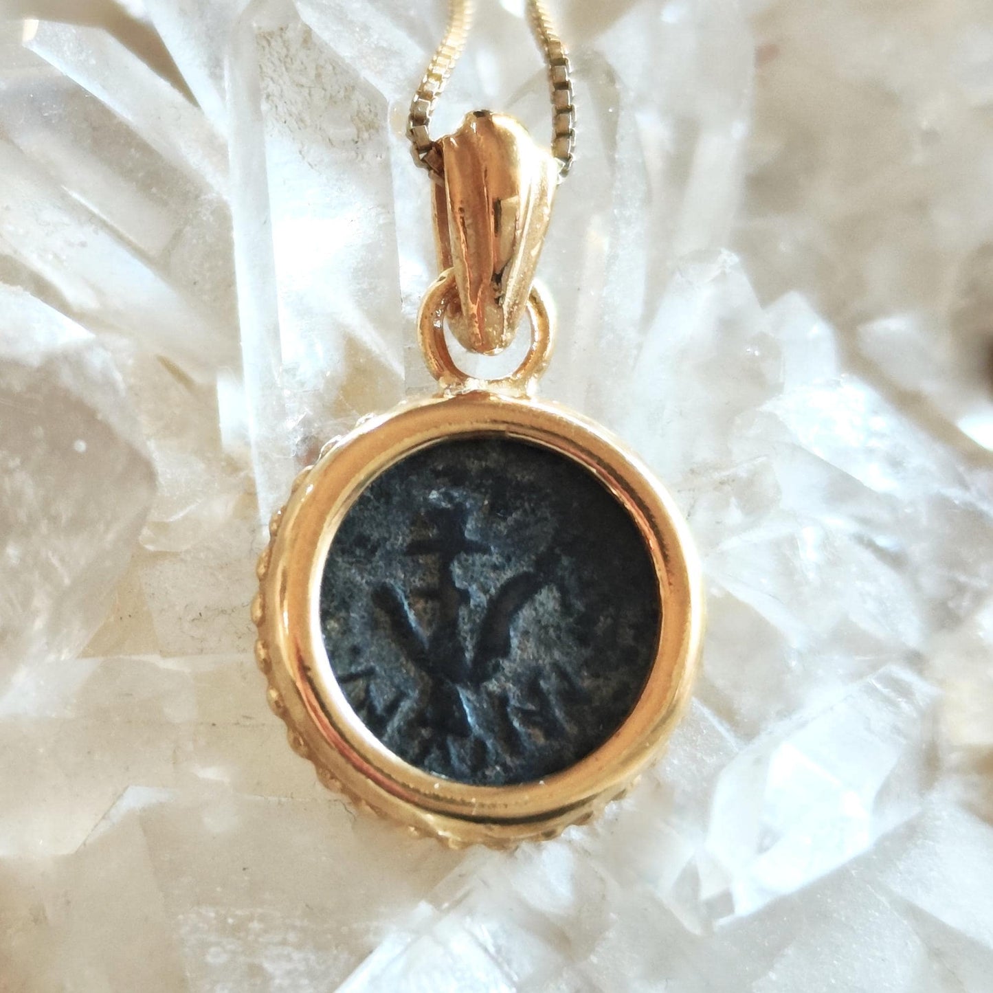 Widow's Mite Coin Necklace: Authentic Biblical Small Pendant in 18K Gold & Sterling Silver Barr Designs