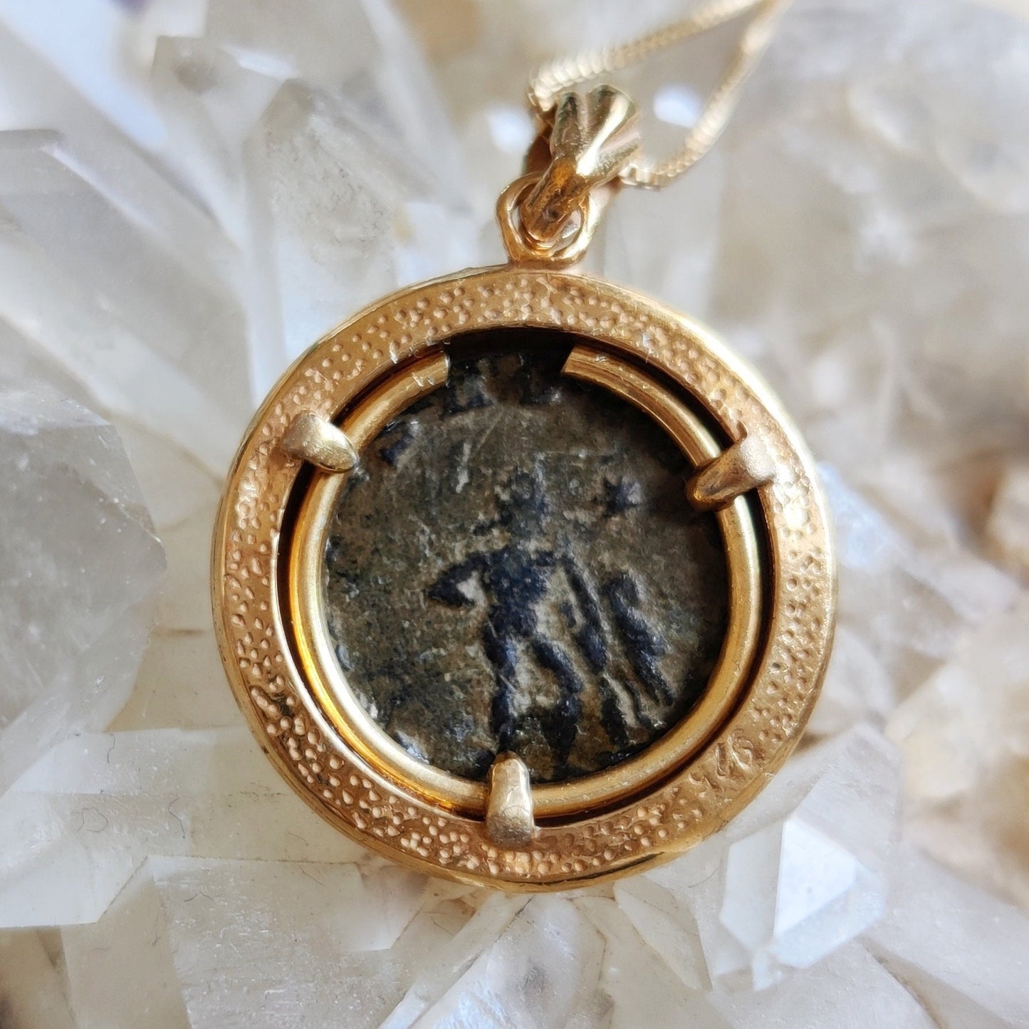Genuine Roman Coin Pendant, Emperor Gallienus Roman Coin Necklace, Ancient Coin Necklace, Vintage Antique Gold Coin Pendant, Vintage Jewelry