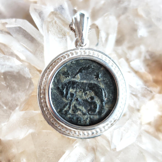 Genuine Roman Twins Coin Necklace, Ancient Constantine Coin Necklace, Men Gift Pendant, wolf mother Jewelry